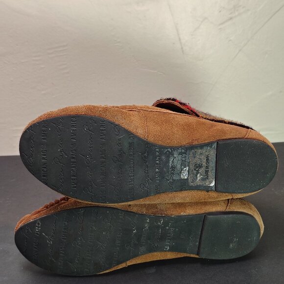 American Rag Women's Moccasin Shoe Booties Suede Aztec Lace Up Size 10 - Picture 7 of 8